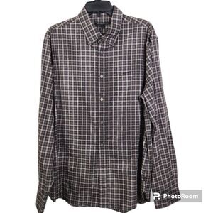 John Varvatos Mens Long Sleeve Plaid Pattern Button Down Size Large